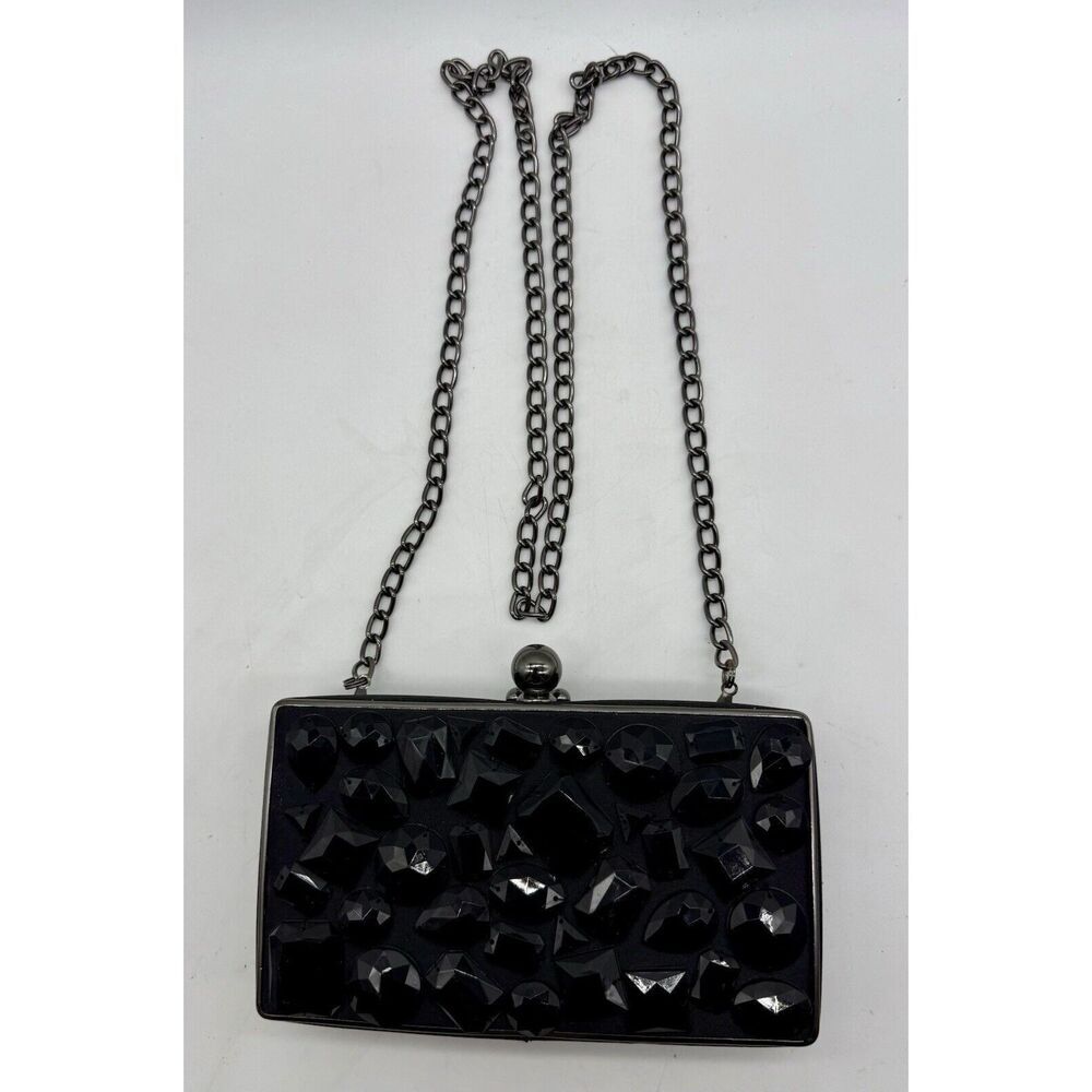 Nine West Black Hardshell Clutch Cocktail Party Formal Small 7”Long x 4” High
